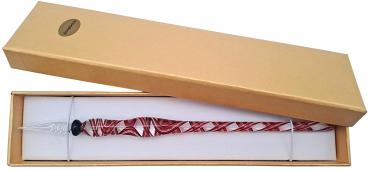 Tintenschreiber (transp./rot-weiße Streifen + Gold)